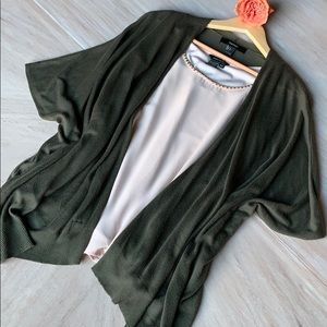 Green flyaway cardigan